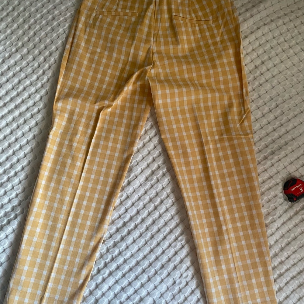 Ann Taylor, The Petite Plaid Cotton Crop Pant, Riesling